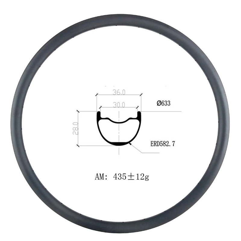 

29er MTB AM Enduro 36mm x 28mm tubeless hookless carbon rim 28 32 36 holes 29 inch all mountain bike rim UD 3K 12K matte glossy