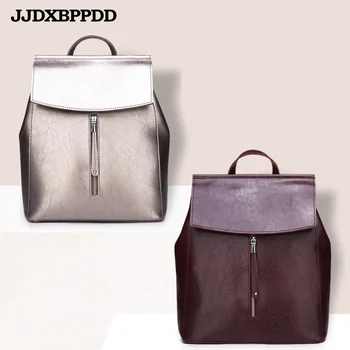 

2019 Women Leather Backpacks Vintage Female Shoulder Bag Sac a Dos Travel Ladies Bagpack Mochilas School Bags For Girls Preppy