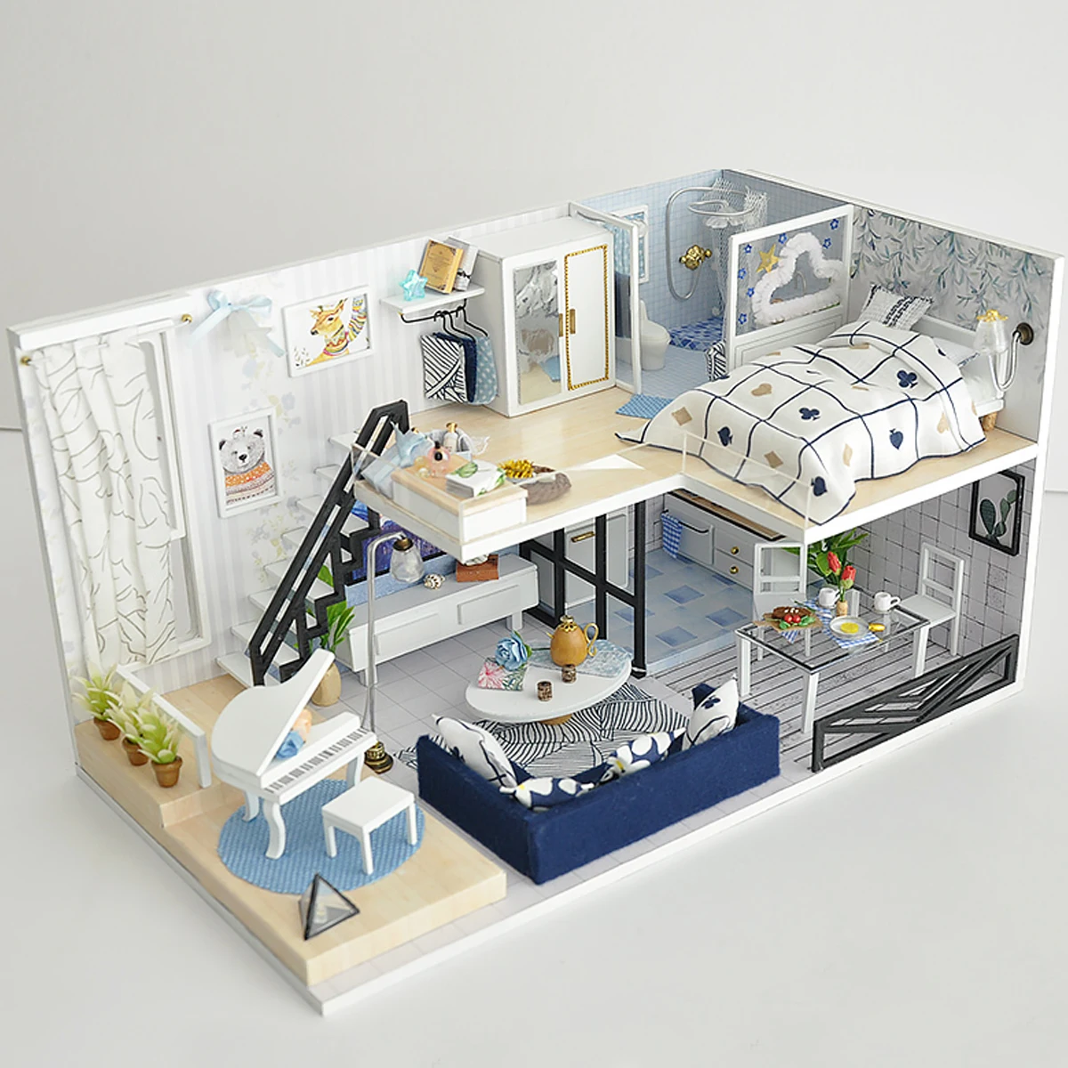 DIY Doll House Wooden Doll Houses With LED Miniature dollhouse Furniture Kit Toys for children Christmas Gift