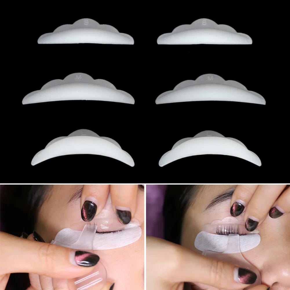 

3 Pairs Silicone Eyelash Grafting Pads Extension Beauty Eyelash Lifting Curlers Embedded Pads Eyes Makeup Tool Kits