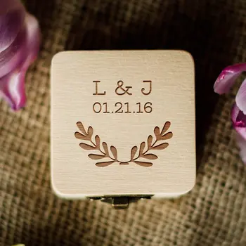 

New Customized Wedding Box Personalized Wooden Wedding Ring Holder Box Wood Party Gift Box Wedding Favor Supplies