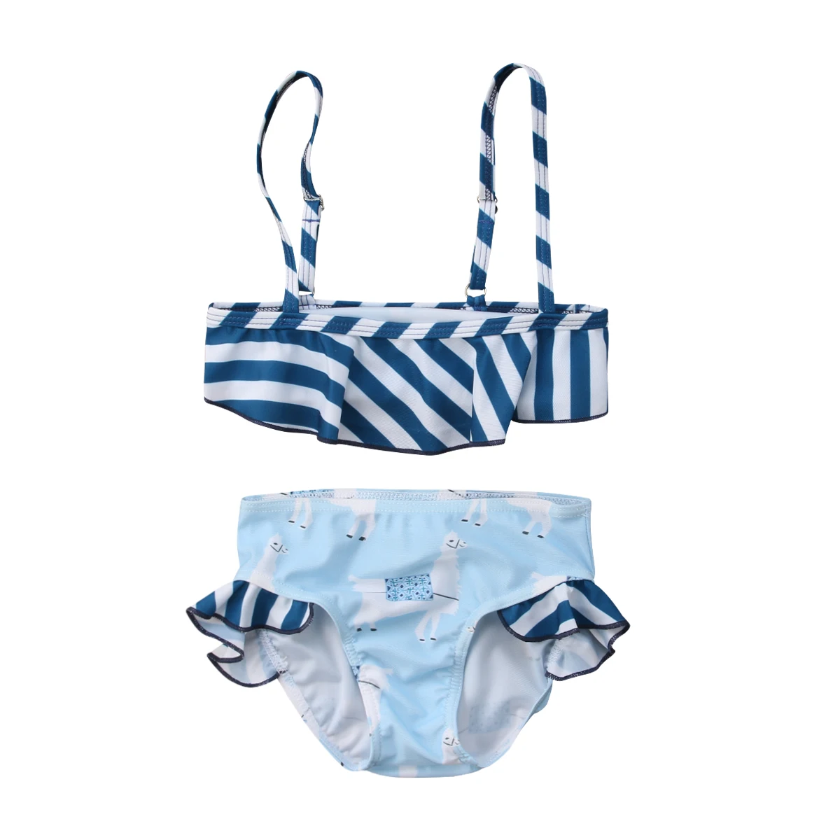 Комплект из двух предметов; Летний полосатый купальник с оборками для новорожденных и маленьких девочек; комплект бикини; купальный костюм; пляжная одежда - Цвет: Черный