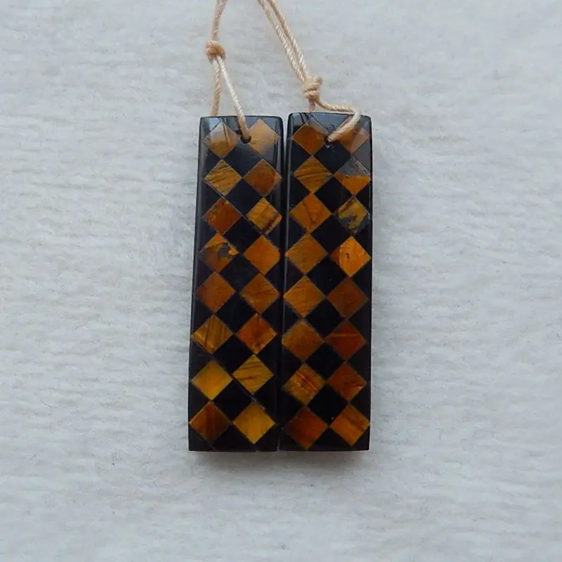 

Natural Tiger's Eye ,Obsidian Intarsia fashion women Earring Bead,36x9x4mm,5.3g