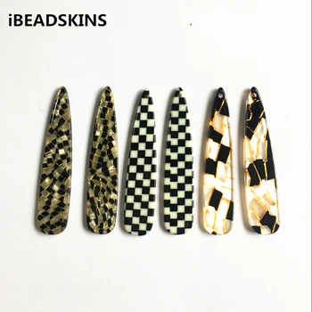 

New arrival! 55x11mm 100pcs/lot acrylic drop-shape Imitation Cloth print charms for earring/Jewelry DIY making(As shown)