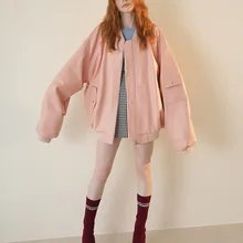 Розовая черная кожаная куртка-бомбер для женщин и мужчин Корейская японская подиумная Harajuku бейсбольная летная Униформа куртка-бомбер пальто