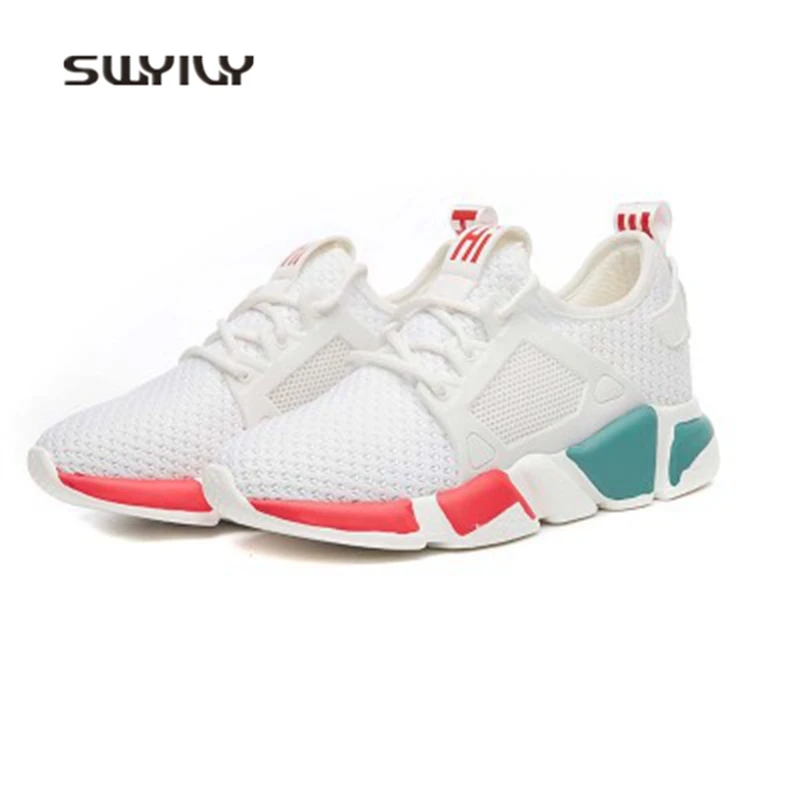 SWYIVY Women Running Shoes Weaving Breathable Wear-resistant Sport Shoes 2018 New Non-slip Soft Female Ultra-light Sneakers