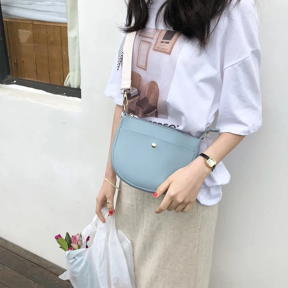 

Forever Young Women Shoulder Bag Spring Summer PU Leather New Fashion Simple Fresh Cute Crossbody Bag Casual Blue Travel Bag