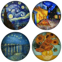 ZDYING 5 шт. Звездная ночь подсолнухи ван гога круглый стеклянный Кабошон стеклянный купол для рукоделия изображения Аксессуары для серьги брелок ожерелье