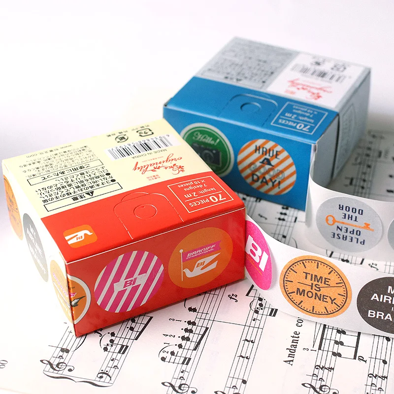 

Boxed Sticker Vintage Roll Stickers Retro Travel Japanese Style Paper Stamp Sticker Customize Your Notebook
