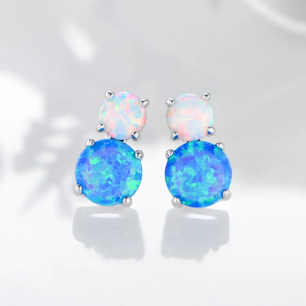 

Angel girl double October birthstone opal stud white gold color ladies Christmas and birthday gifts free shipping E18122019