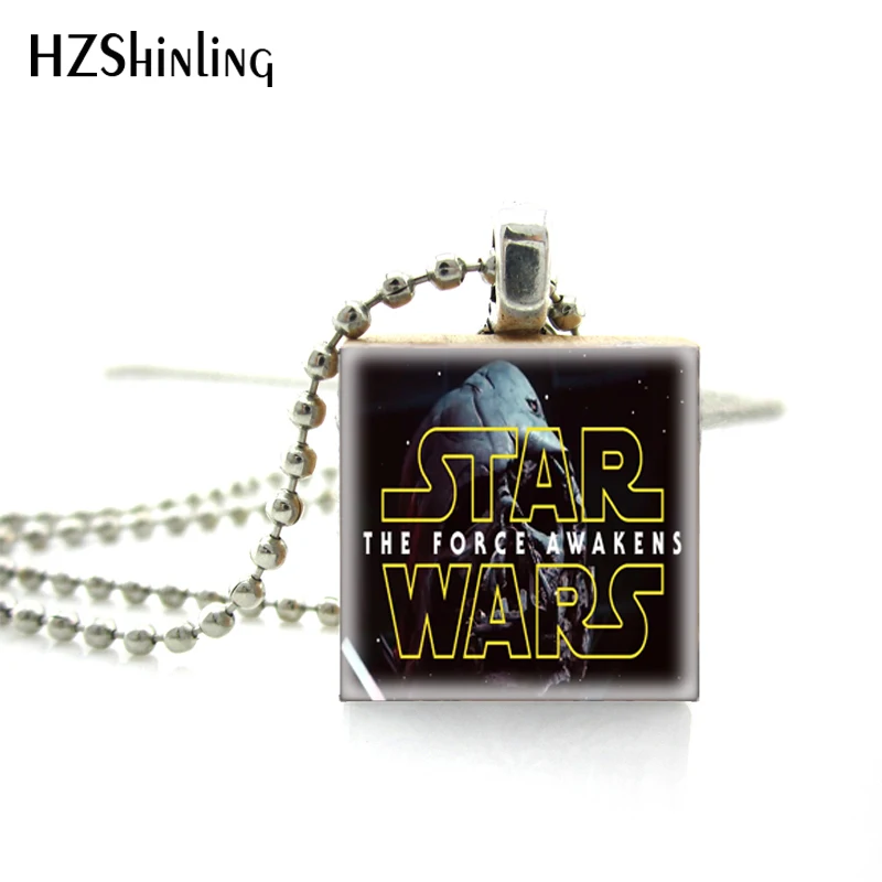 

2018 New Arrival Fashion Star Wars Logo Symbol The Force Awakens Scrabble Art Pendant Star Wars Gifts Men Wooden Tile Necklace