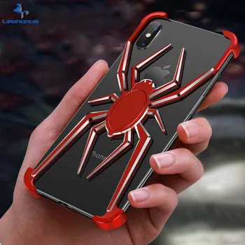 

Fashion Metal Spiderman Case For iPhone X XS XR XS Max Cover Stand Holder Shockproof Coque for iPhone XS Max XR X Phone Case