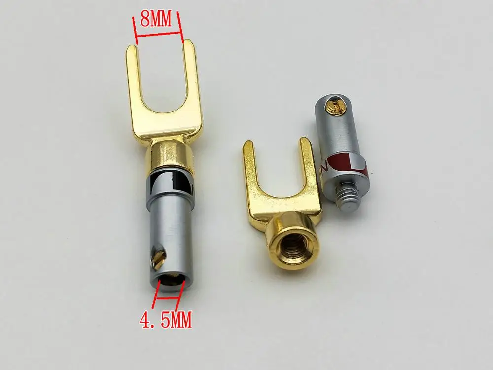 100pcs Nakamichi Gold Plated Speaker Banana Spade Plug Audio Adapter connector