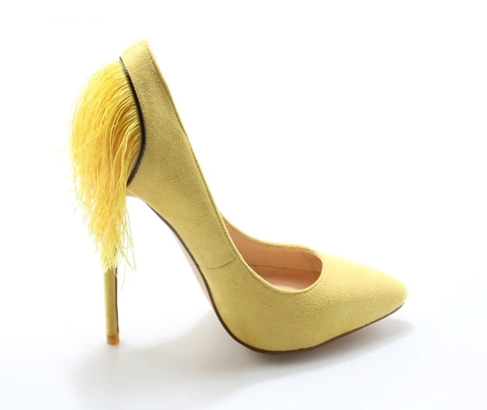 Hauts as Heel Picture 12cm Mince 10cm Haute Pointu Picture Orteil Femmes As Jaune Violet on Talons Heel Suede Profonde Chaussures À Gland Fringe Printemps Automne Slip Pompes Peu wnfq8BCp