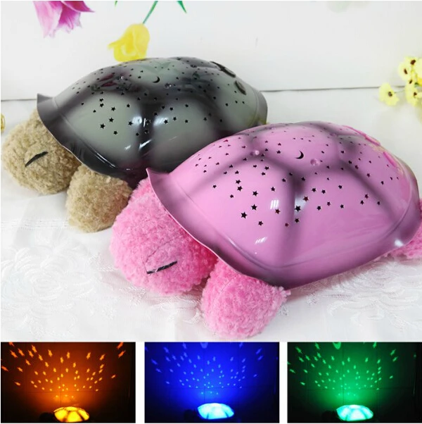 New cute animal turtle baby sleep night light sky projection star