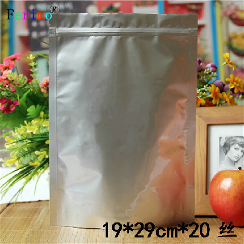 100 шт. 12*20 см чистого алюминия self bone сумка подарок Самоуплотняющаяся мешок, высококачественный стоял мешок еды