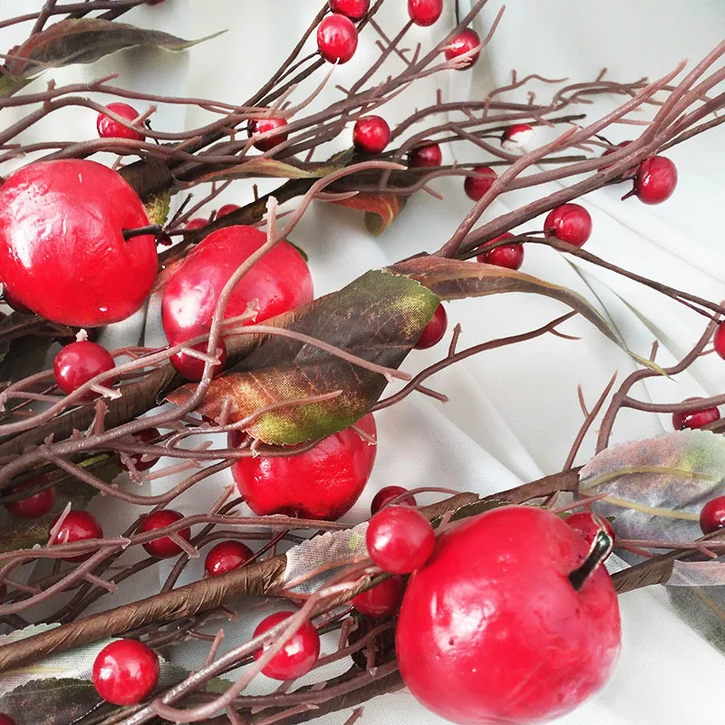 Красные искусственные ягоды растения ветка дерева Цветочная Пена Моделирование фрукты DIY дома Свадьба год Рождество декоративные цветочные