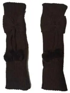 Модные неоновые гетры для девочек; вязаные носки для обуви с бантиком; милые детские гетры; гетры - Цвет: Коричневый