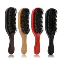 Щетка для бороды с деревянной щетиной кабана с ручкой, Мужская расческа для бритья усов, парикмахерские щетки для чистки