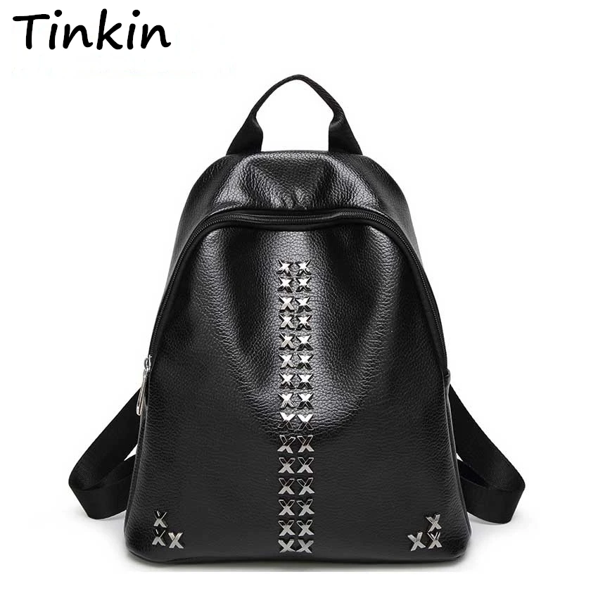 Tinkin College Student School Backpack Bags for Teenagers Vintage Mochila Casual Rucksack Travel Daypack