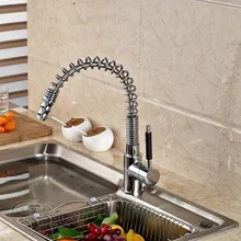 Luxury Deck Mount Pull Out Spring Kitchen Sink Faucet Single Handle Mixer Taps with Hot Cold Water