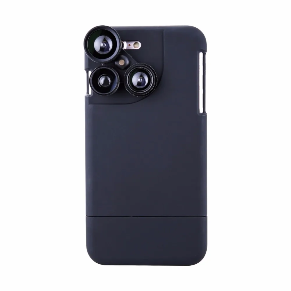 

4-in-1 Phone Case Lens For iphone 6 6S 7 8 Plus Macro Wide Angle Fisheye CPL 2X Zoom Telephoto Phone lens Kit Back Cover