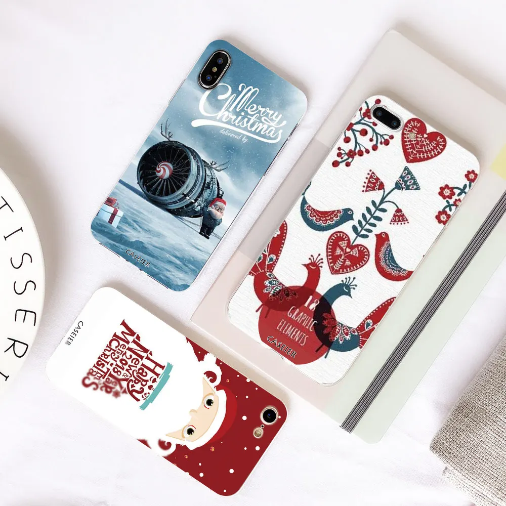 Caseier 2020 Новогодние рождественские чехол для Huawei P9 P10 P20 Lite прозрачные мягкие чехлы