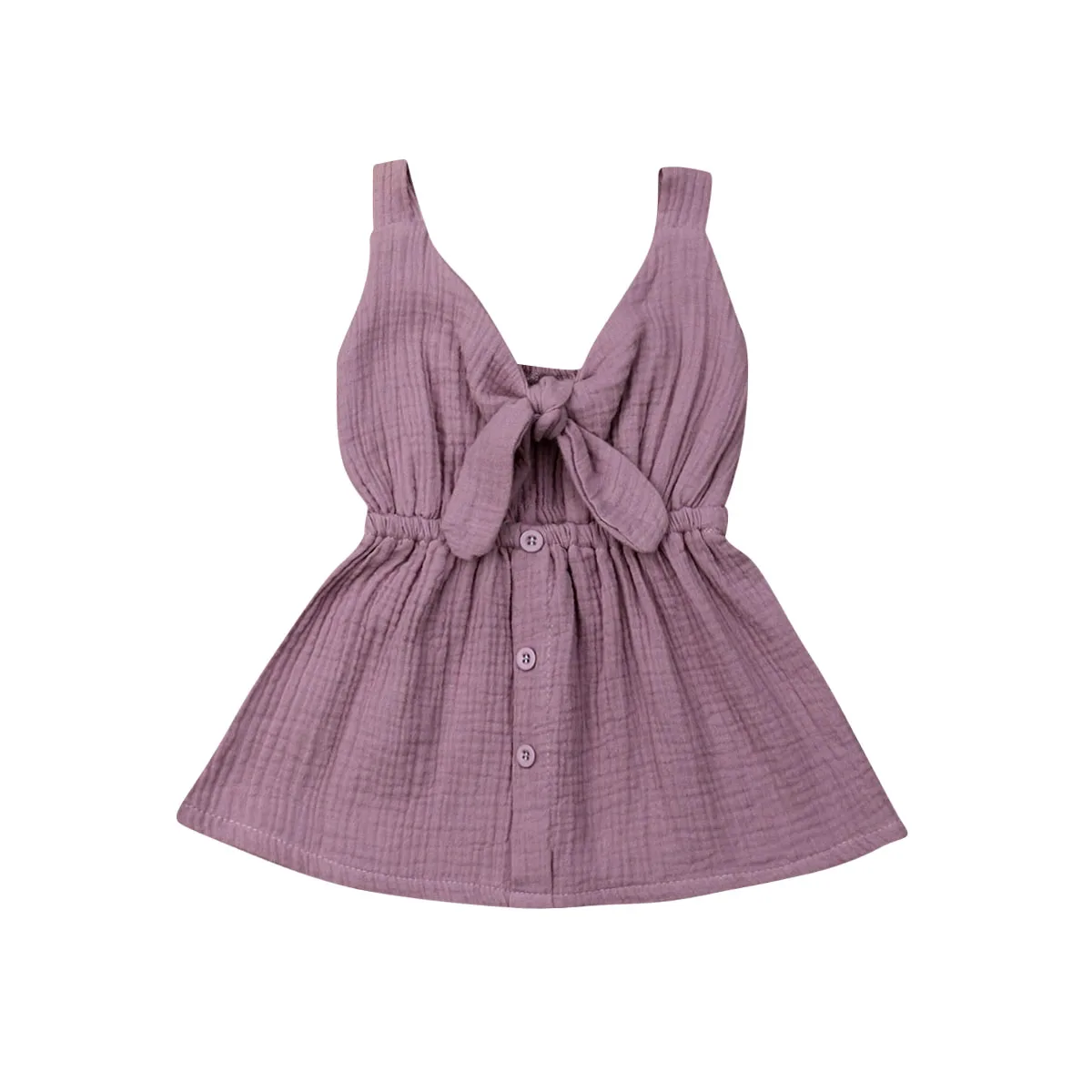 

Toddler Kids Baby Girls Dress Princess Party Sundress Flower Linen Button Bow Ruffle Casual Dresses Sleeveless Clothes