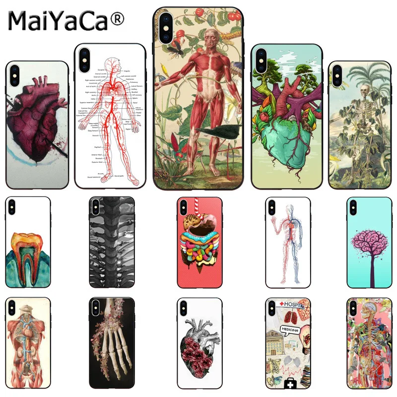 

MaiYaCa Flower CASE DESIGNS HUMAN ANATOMY Newly Arrived Black Cell Phone Case for iphone 11 pro 8 7 66S Plus X XS MAX 5S SE XR