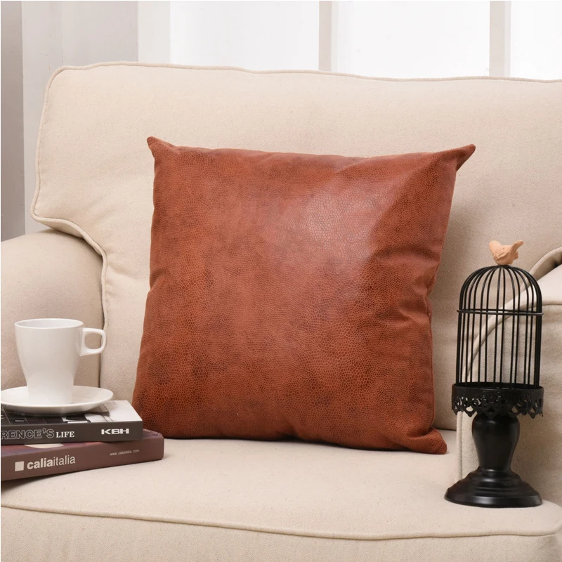 Home Decor Cushion Cover imitation leather PU Cushion Case Living Room