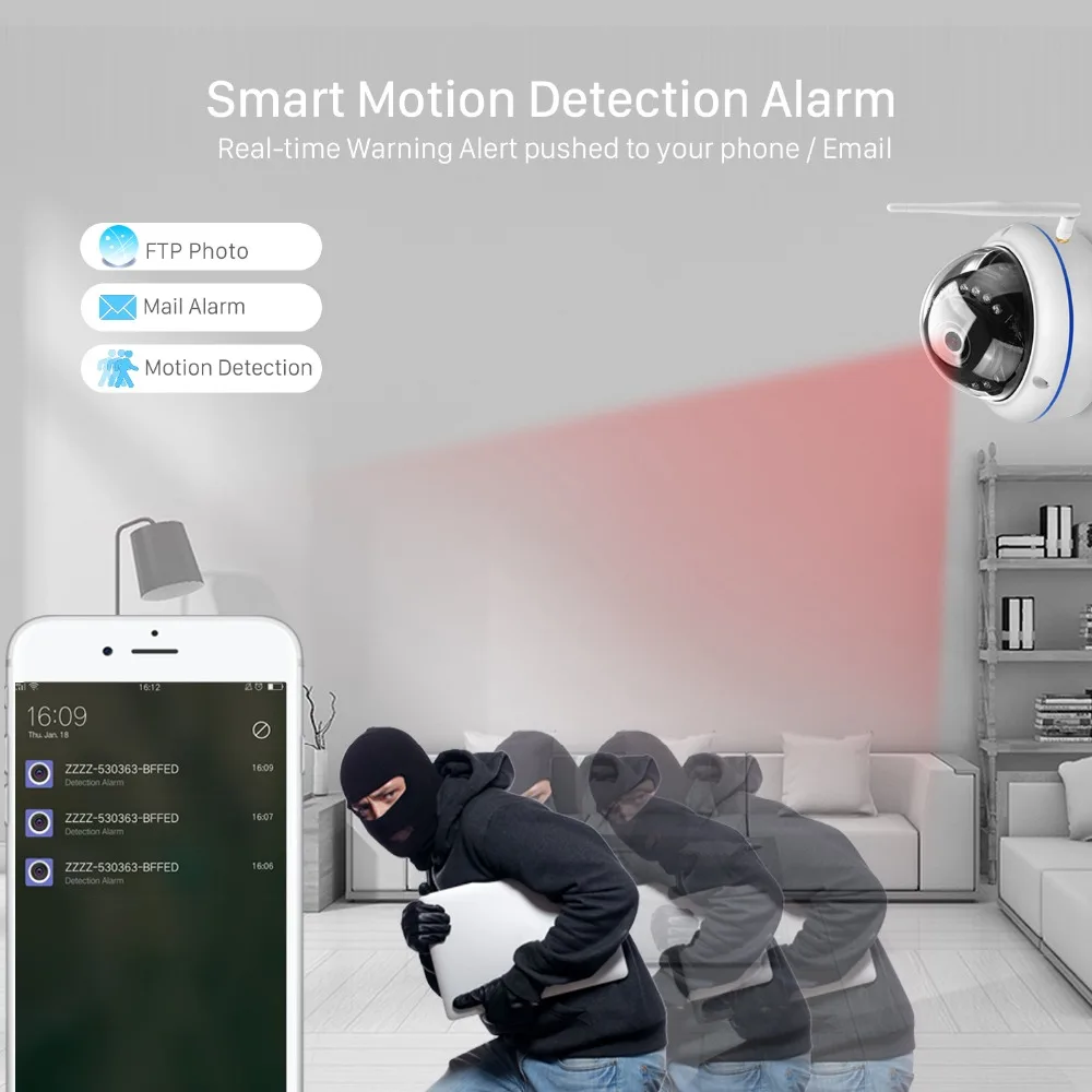 Купольная беспроводная камера видеонаблюдения 1080P Wi Fi 720P 960P Onvif P2P ИК 20 м слот для SD