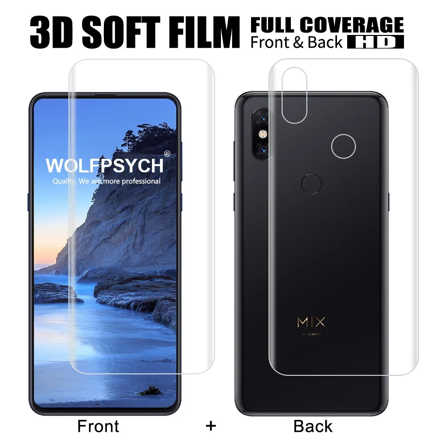 

Front + Back Soft Film For Xiaomi Mi Mix 3 Screen Full Cover Protector For Mix 2 2S Silicone Hydrogel Sticker