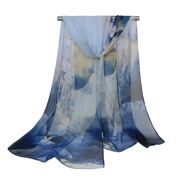 

soft georgette silk scarf shawls women fashion summer neck wear capes holiday long scarf printed bandana hair scarf