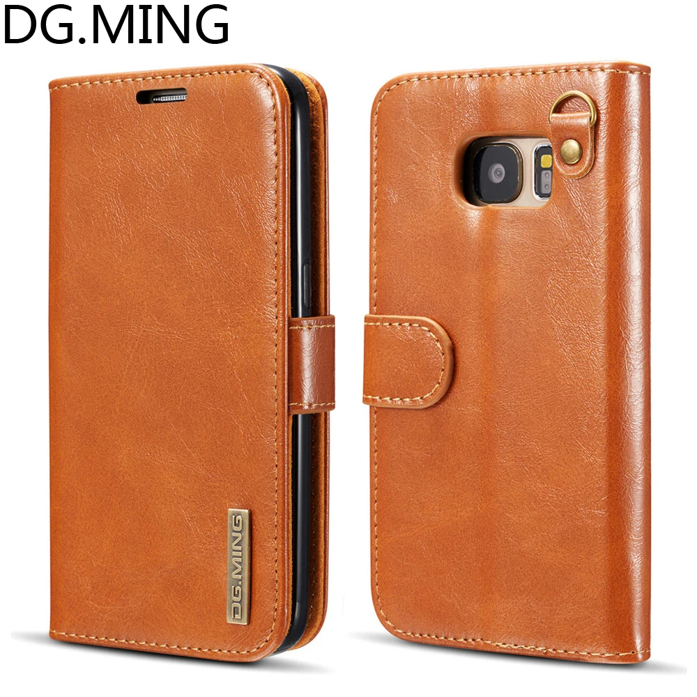

DG.MING Lanyard Phone Bags Cover for Samsung Galaxy S7 G930F Case S7 Edge G935F Genuine Leather Case TPU Frame Magnetic Cover