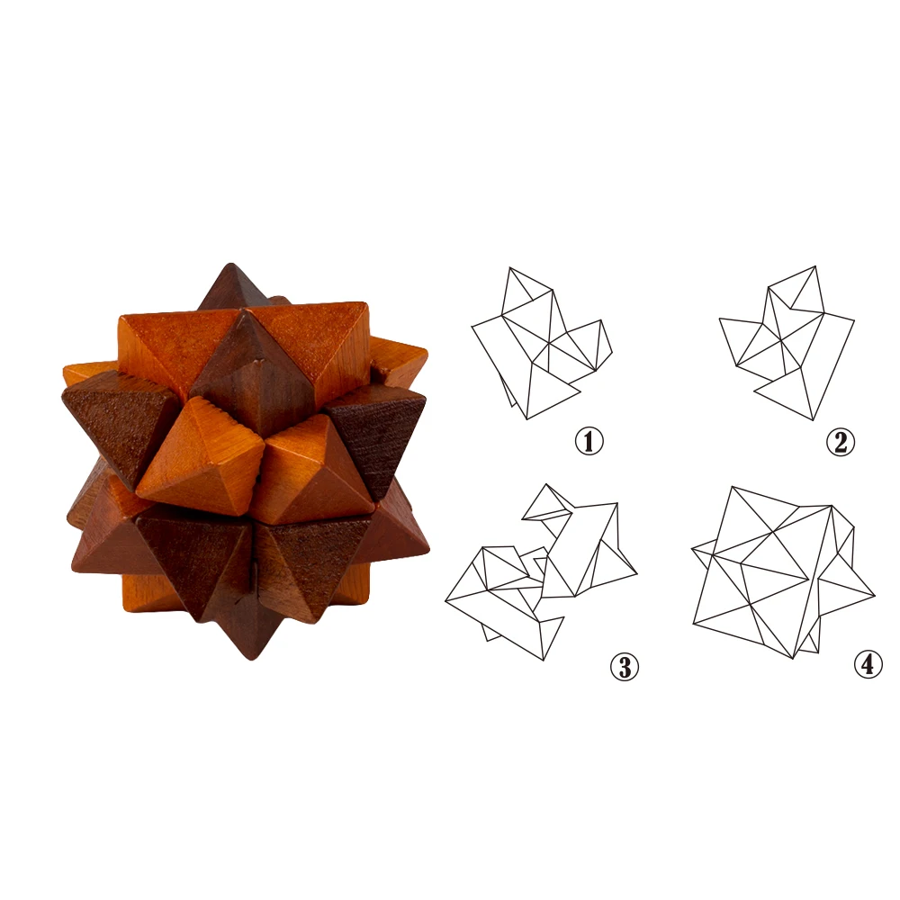 10pcs/set Wooden Educational Toys 3D Puzzle Brain Teaser Games Assembly IQ Puzzle Toy For Kids and Adult