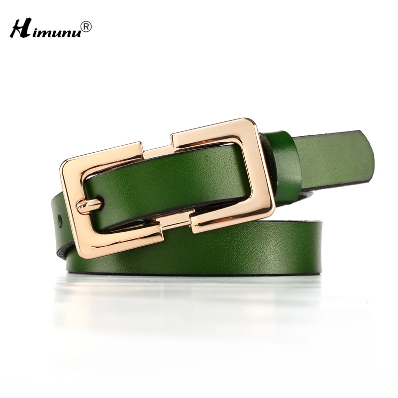 

New Cowskin Genuine Leather Belt Gold Plating Alloy Pin buckle Female Belts For Women decoration Girdle Eight Color Length 101cm