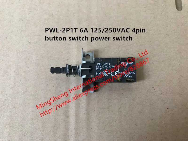 PWL-2P1T 6A 125/250VAC 4pin кнопочный выключатель питания