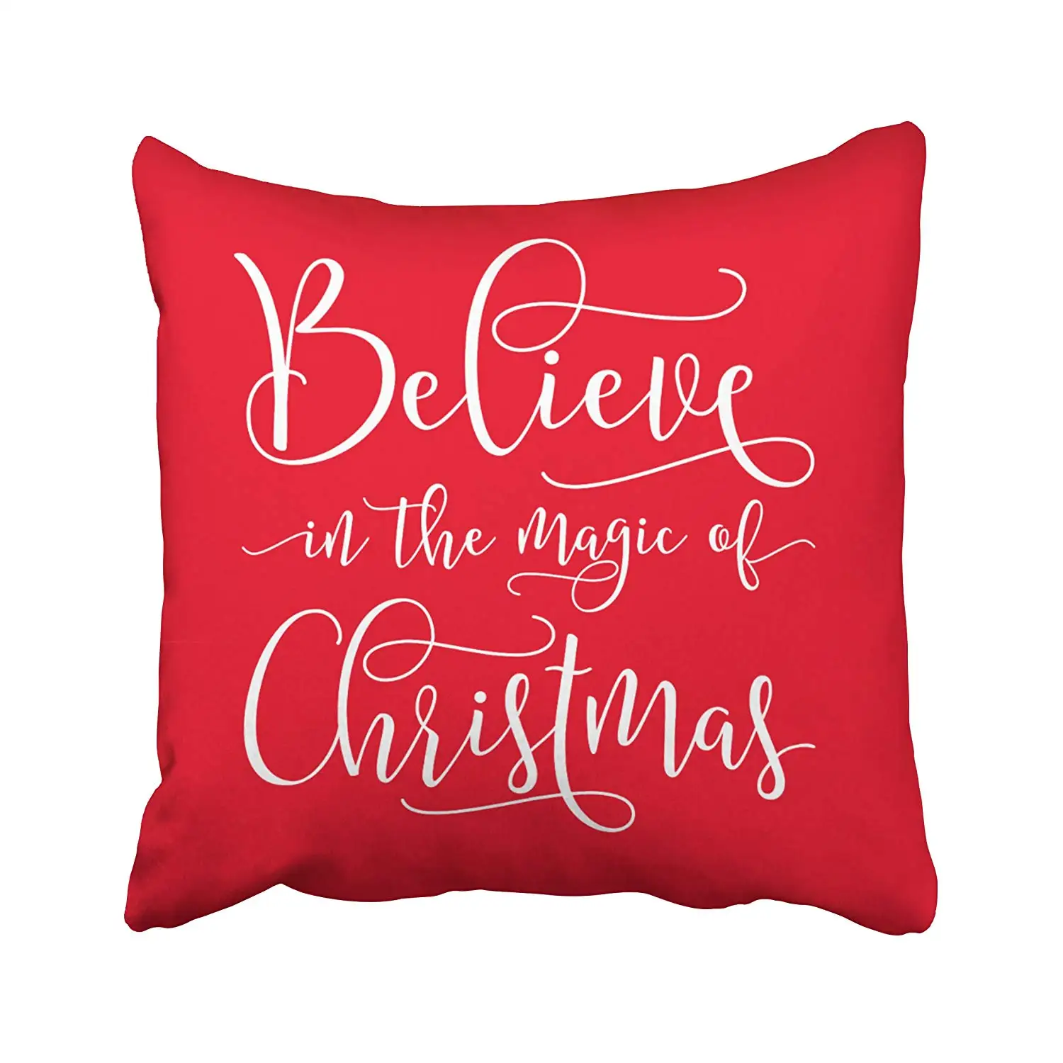 Throw Pillow Cover Square Size Holiday Believe The Magic Christmas Pillowcase Hidden Zipper Cushion Gift 's Bed | Дом и сад