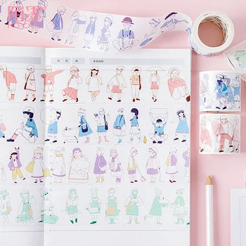 

Kawaii Little People Series Person Color Washi Masking Tape Paper Stickers Scrapbooking Stationery Decorative Tape