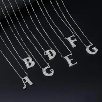 

New 26 English letters Zircon Pendants Necklaces For Women Trend Short Clavicle Chain 925 Sterling Silver Jewelry SAN122