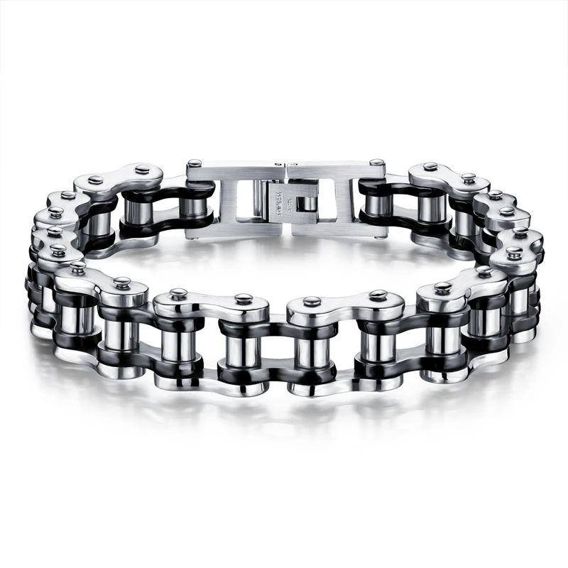 

LASPERAL Punk Rock Male Bracelet Biker Bicycle Cuff Bracelets For Men Motorcycle Link Chain Cool Bangles Stainless Steel Jewelry
