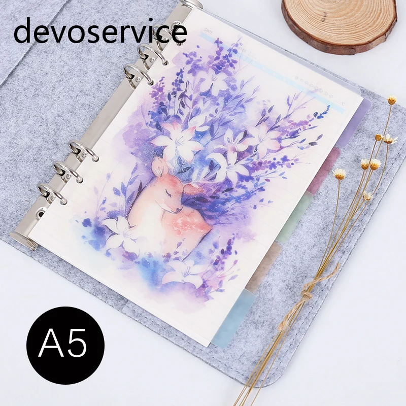 

2017 New Arrival 5Pcs/Set A5 A6 Deer Design Notebook Index Page Retro Planner Inner Slip Sheet Matte Spiral Book Category Pages