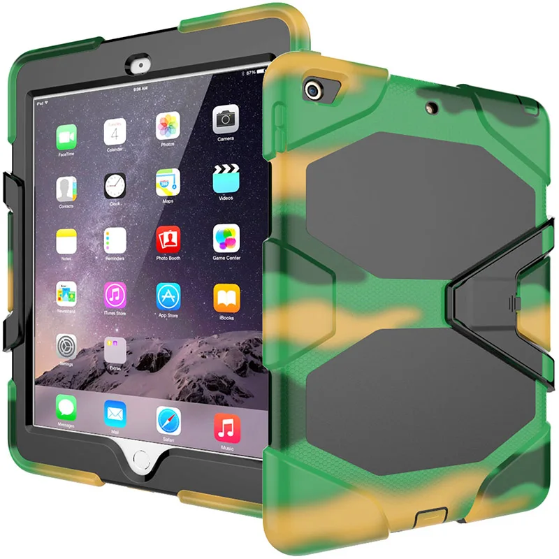 Для iPad 9,7 чехол сверхпрочная Противоударная подставка силиконовая крышка для iPad 9,7 чехол 5th 6th Gen детский безопасный чехол для планшета - Цвет: Camouflage