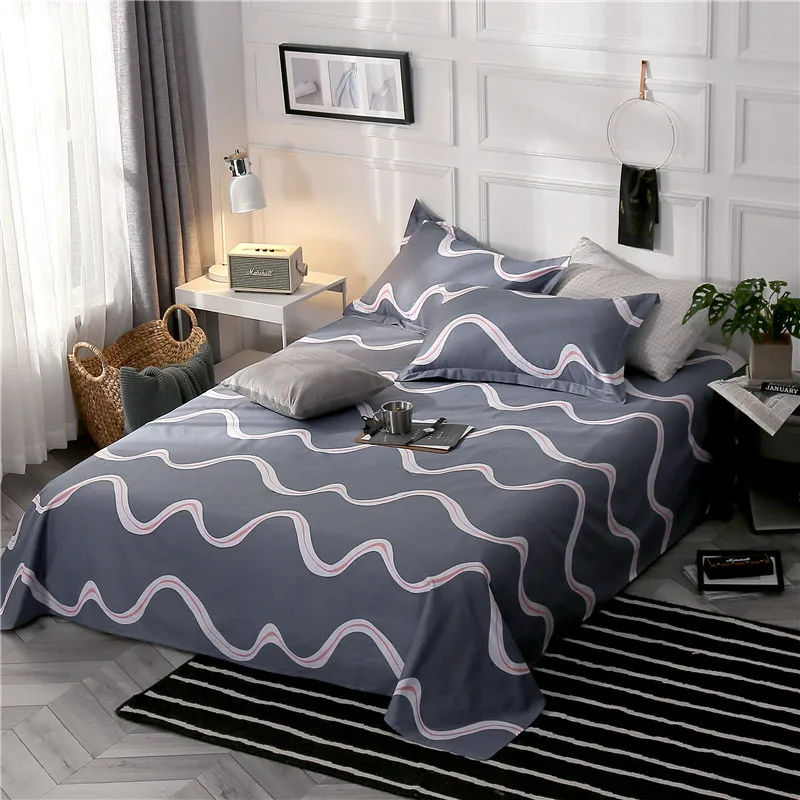 

Fashion Pink Stripe Pattern Cotton Bed Sheet 230x250cm Set 3 Size Plain Flat Sheet Soft Mattress Protector Sheets Pillowcase