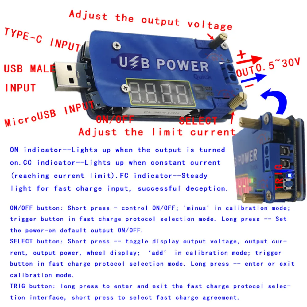 DP2F DC Регулируемый usb лабораторный источник питания 0 5 30 в 15 Вт регулятор