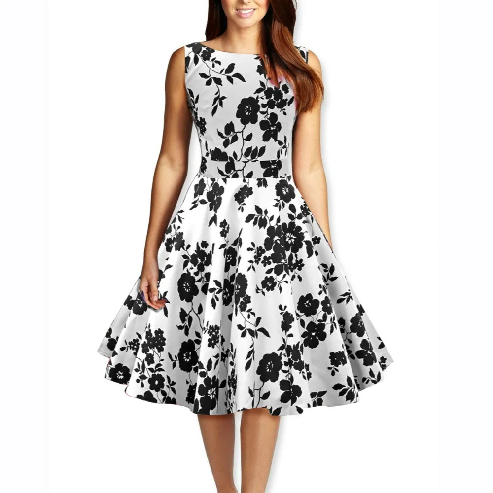 Women 50/'s 60/'s Vintage Hepburn Retro Dress Rockabilly Swing Ball Gown Dresses