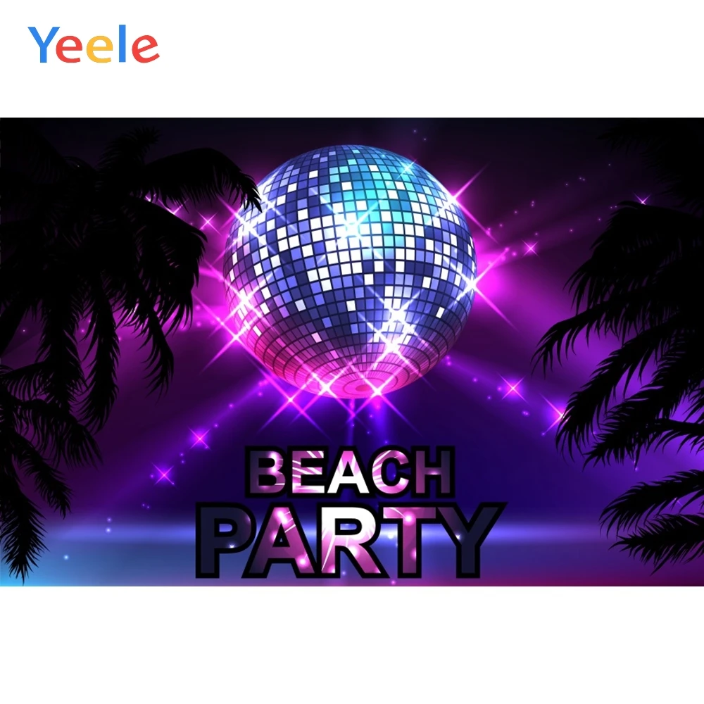 Yeele Summer Glitters Tropical Scene Beach Party Coconut Tree Night Starlight Starry Photographic Backdrops for Photo Studio | Электроника