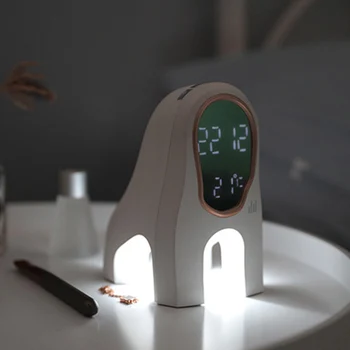

Creative Music Alarm Clock Night Light Fashion Cartoon Simple Dog Bedside Smart USB Charging Clock Table Lamp