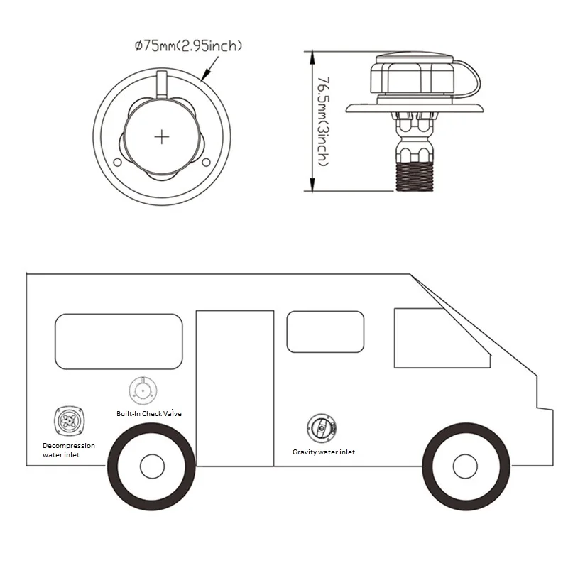 RV/Camper/Trailer-город заливка воды Hook-Up, встроенный обратный клапан