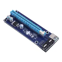 PCI-E 1x к 16x Extender адаптер 4PIN Порты и разъёмы Riser Card с USB3.0 60 см и SATA 15pin-4pin Мощность кабель для BTC шахтер LTC